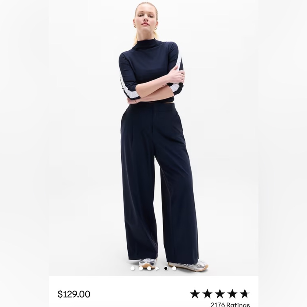 Athleta Pinnacle Women's Navy Wide-Leg Pants Size 4 Tall - Picture 7 of 11